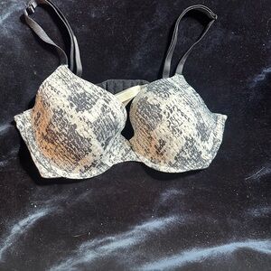 Victoria's Secret Black and Cream Snakeskin Bra